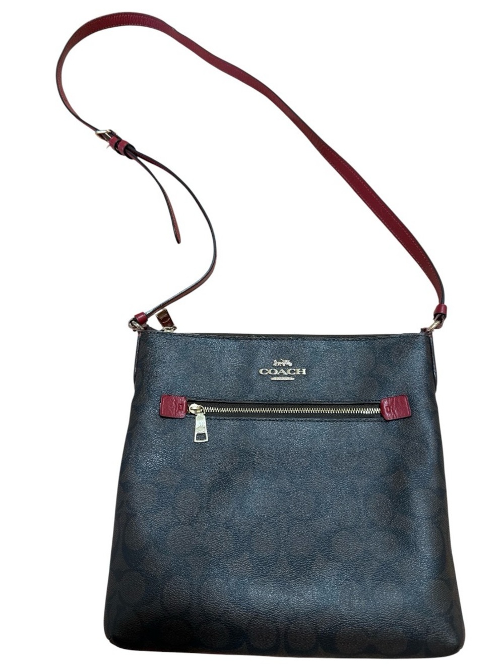 Coach Rowan File Bag In Signature Canvas Brown 1941 Red C1554